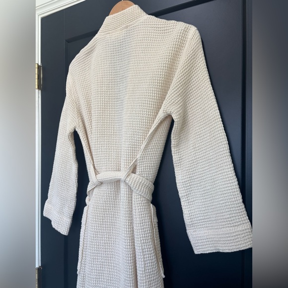 Coyuchi Organic Cotton Waffle Knit Robe XS/S Undyed GOTS spa Bathrobe unisex - Picture 5 of 8